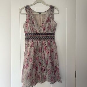Theory Pink and Black Patterned Mini Dress